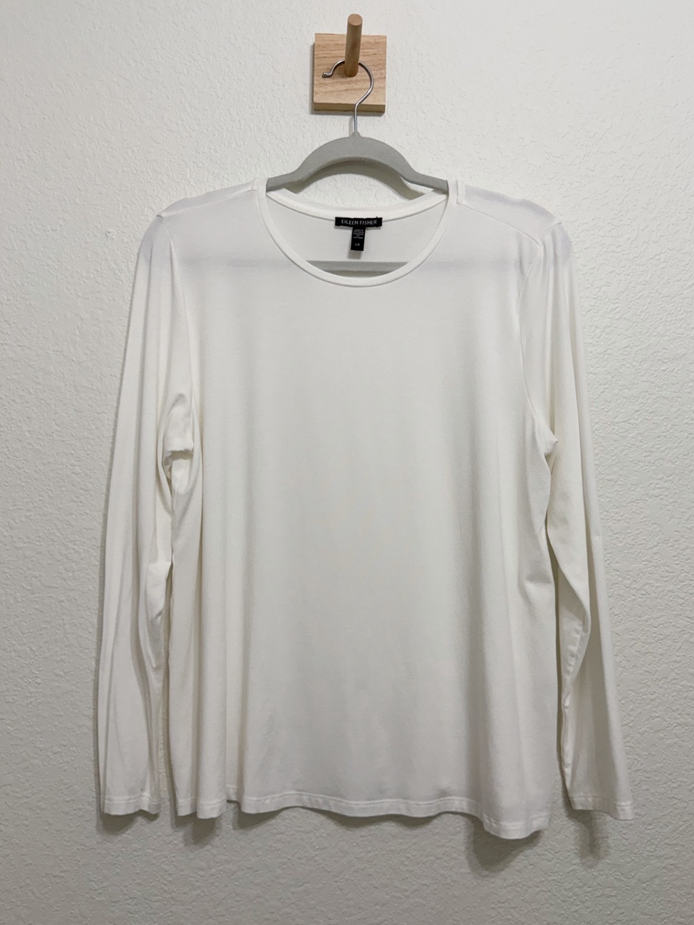 Eileen Fisher Tencel Lyocell Long Sleeve Shirt White Large